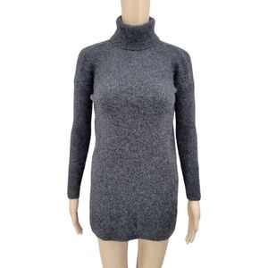 STEVEN Alan Women's Gray Cashmere Silk Blend Turtleneck Longline Sweater